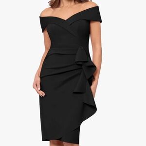 Xscape short off the shoulder ruffle dress